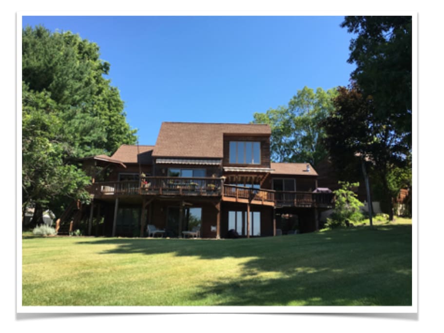 Looking up to The Bay House from the Elk River.