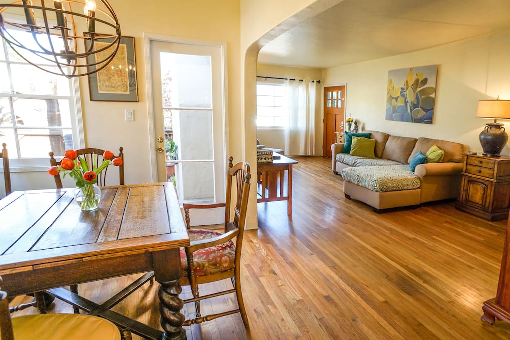 The light-filled space is warm and welcoming.