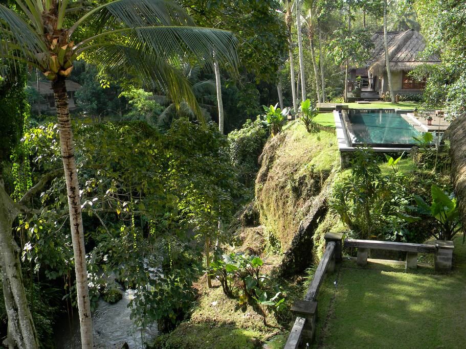 Villa and pool above the stream gorge