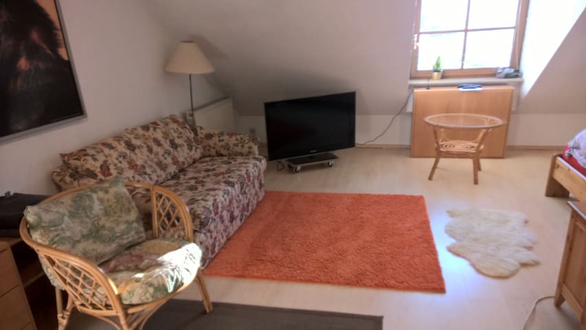 Cosy attic studio with private bath near Munich