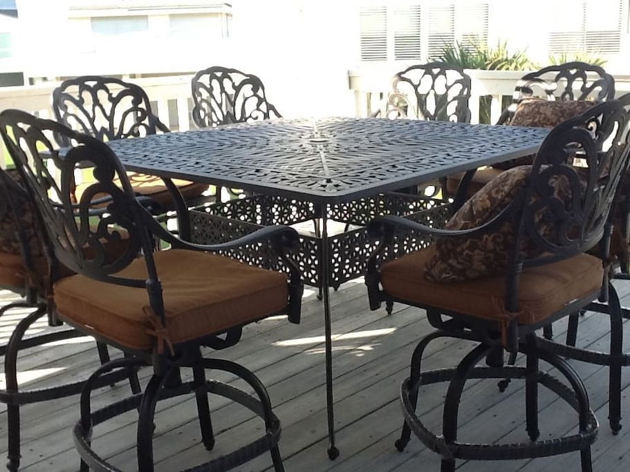 Back deck high table and chairs