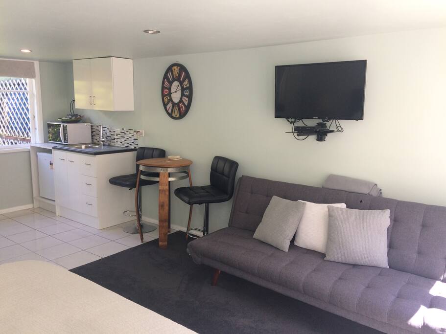 Fold down sofa, 32" TV with Freeview
