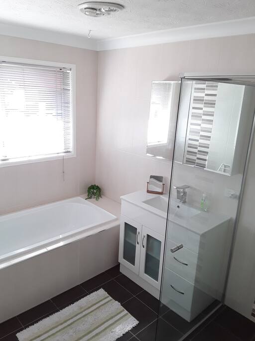 Your own bathroom with bath and shower, toilet is seperate from the bathroom.