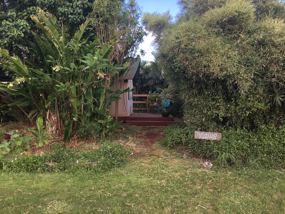 Lush landscaping provides privacy
