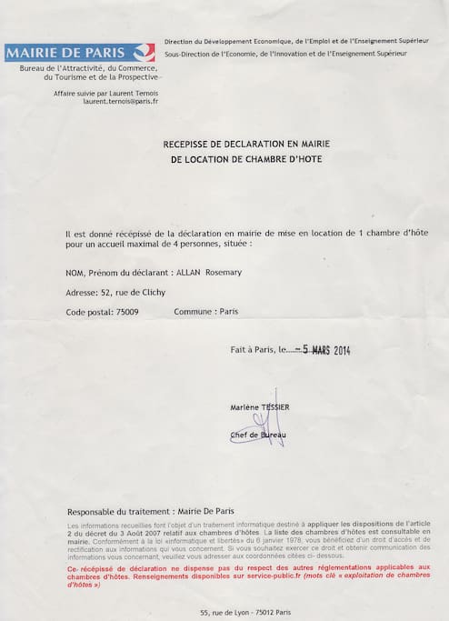 I am registered with the French Authorities.