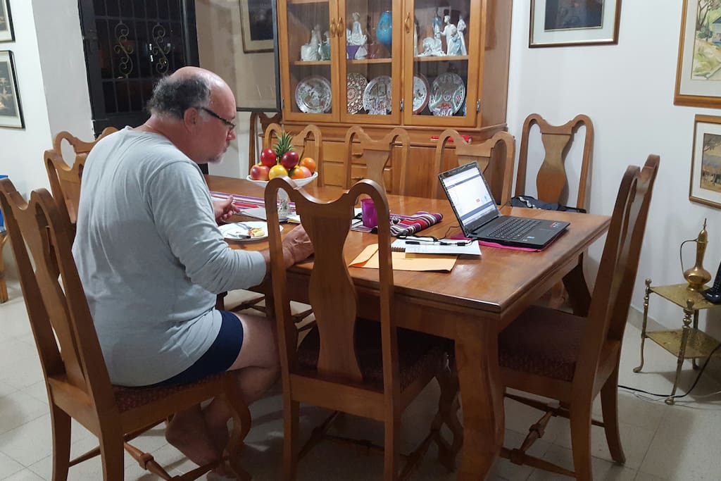 my brother in the dining room