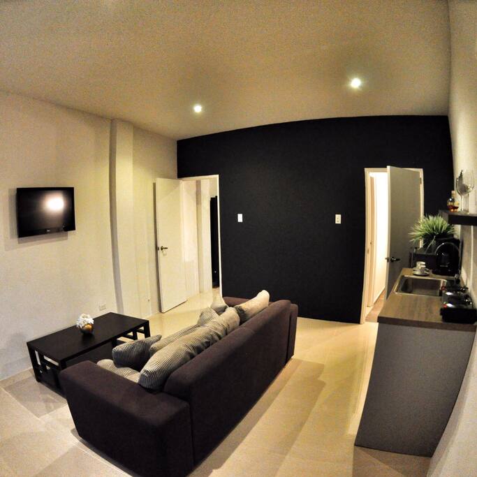 Living room with flatscreen TV