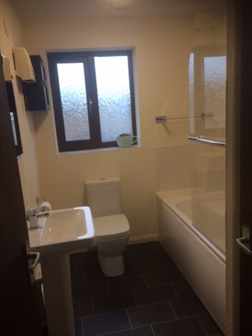 Bathroom with overhead shower