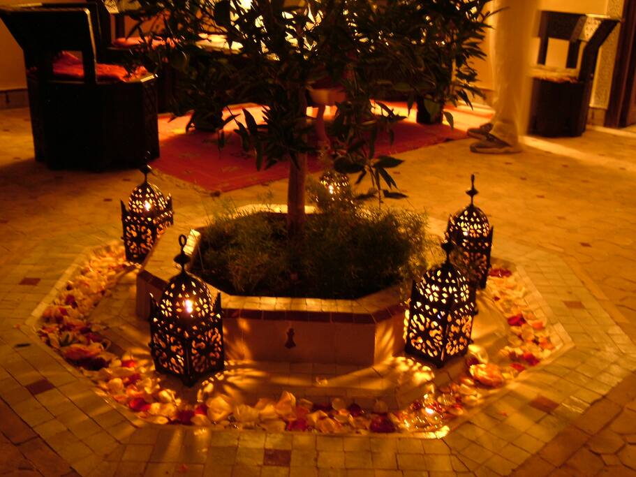 courtyard at night