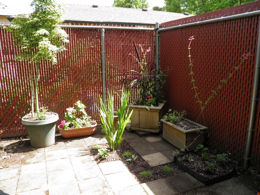 There is a small backyard area accessible in the warmer months.