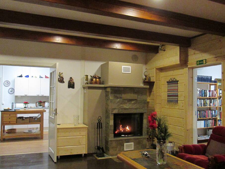 Living room and library