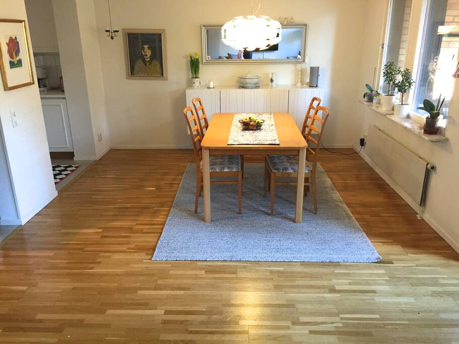 Living room with dinner table