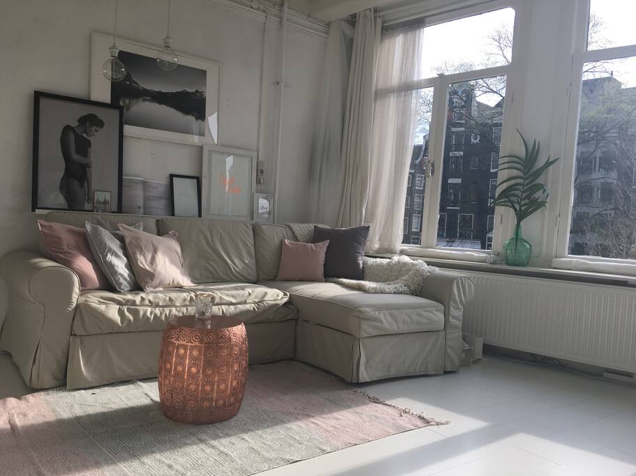 Couch + bed in living room