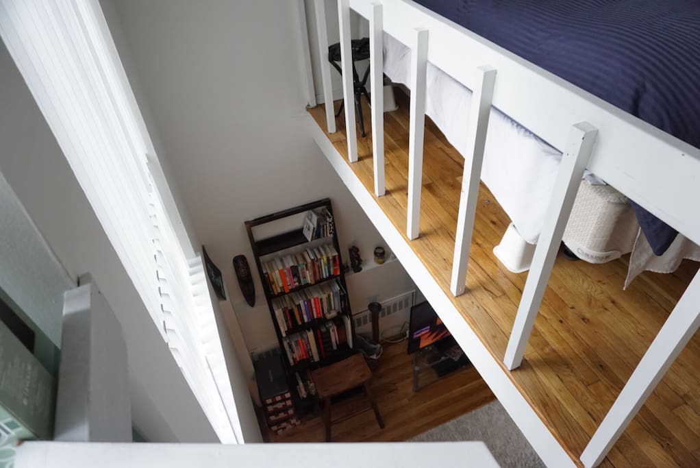 View from bedroom down to livingroom