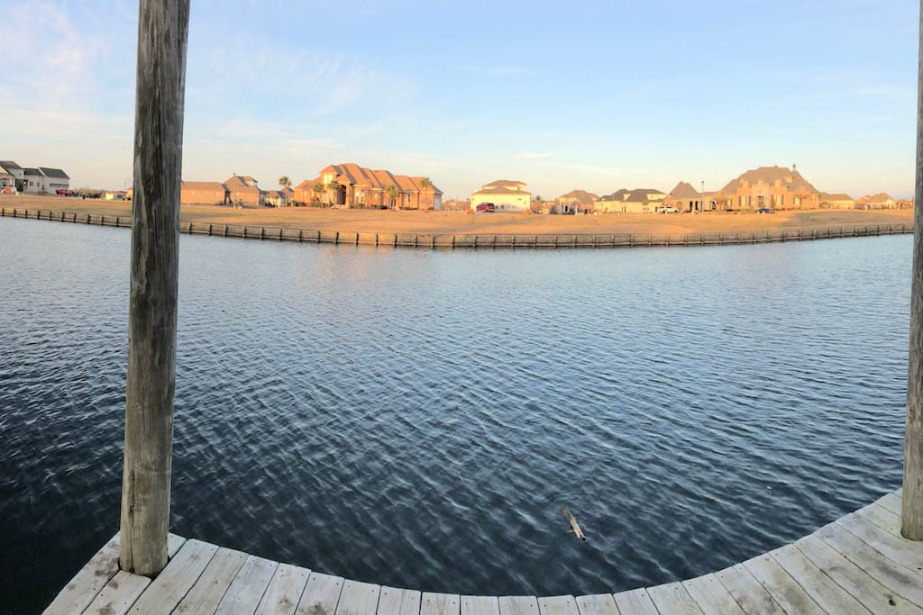 Chateau de Lis! Here is a backyard panoramic view from the boat/fishing dock. Talk about a sight for sore eyes!
