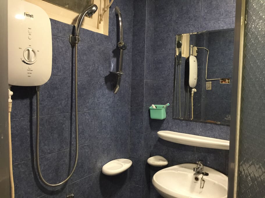 Private bathroom with hot shower