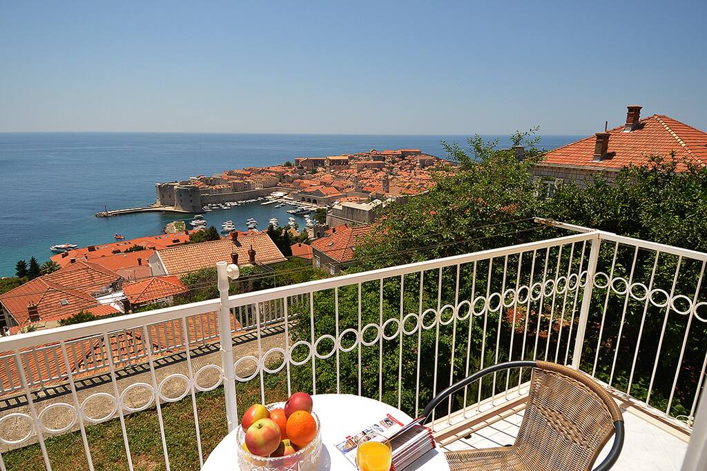 view of the Old town and Lokrum island from the living room balcony