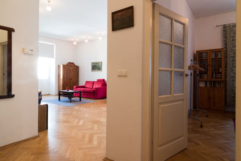 Living room (left), double bedroom (right)