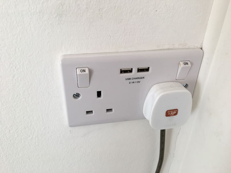 Two of these plugs each side of the bed. Great for charging!