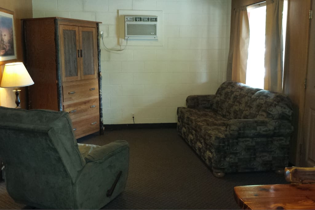 You'll find nice queen size sofa sleepers in all our two bedroom cabins, along with flatscreen TV's in the entertainment armoire's.