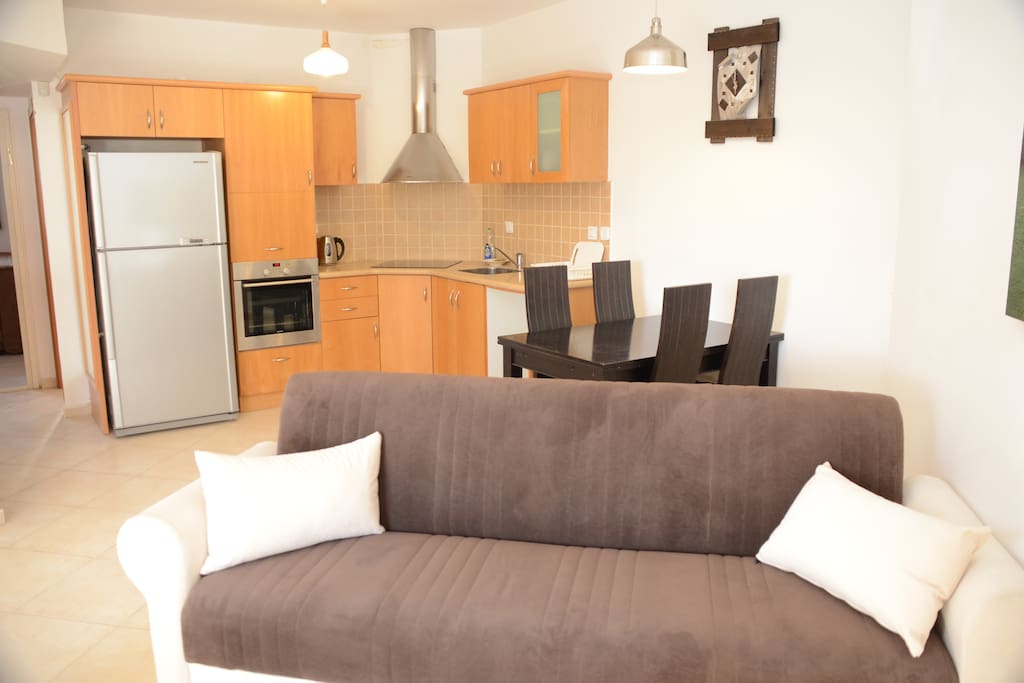 Sofa bed,kitchen in background