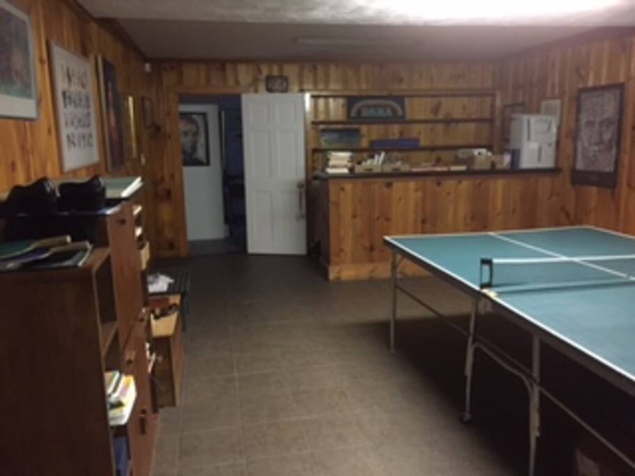 Den with access to garage