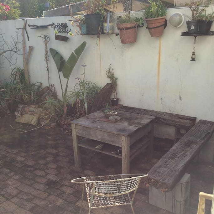 Sunny garden courtyard