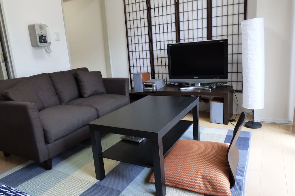 TV with cable. Sit Western or Japanese style