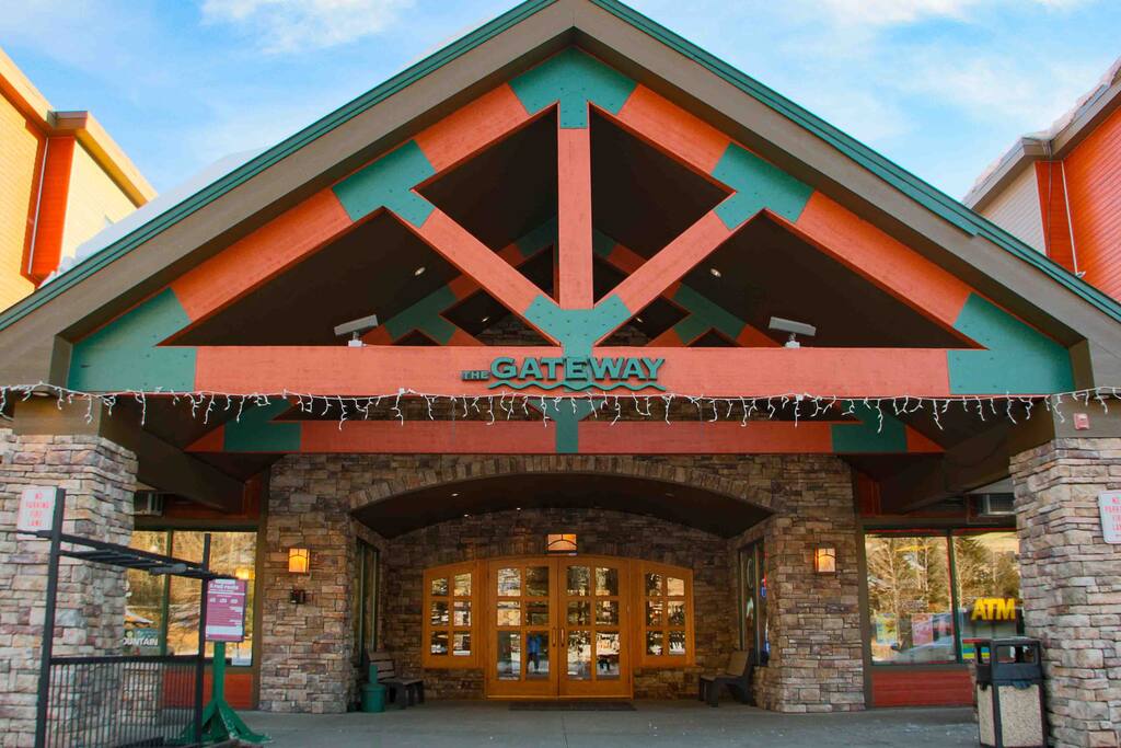 Entrance to The Gateway building and pickup location for the resort shuttle.