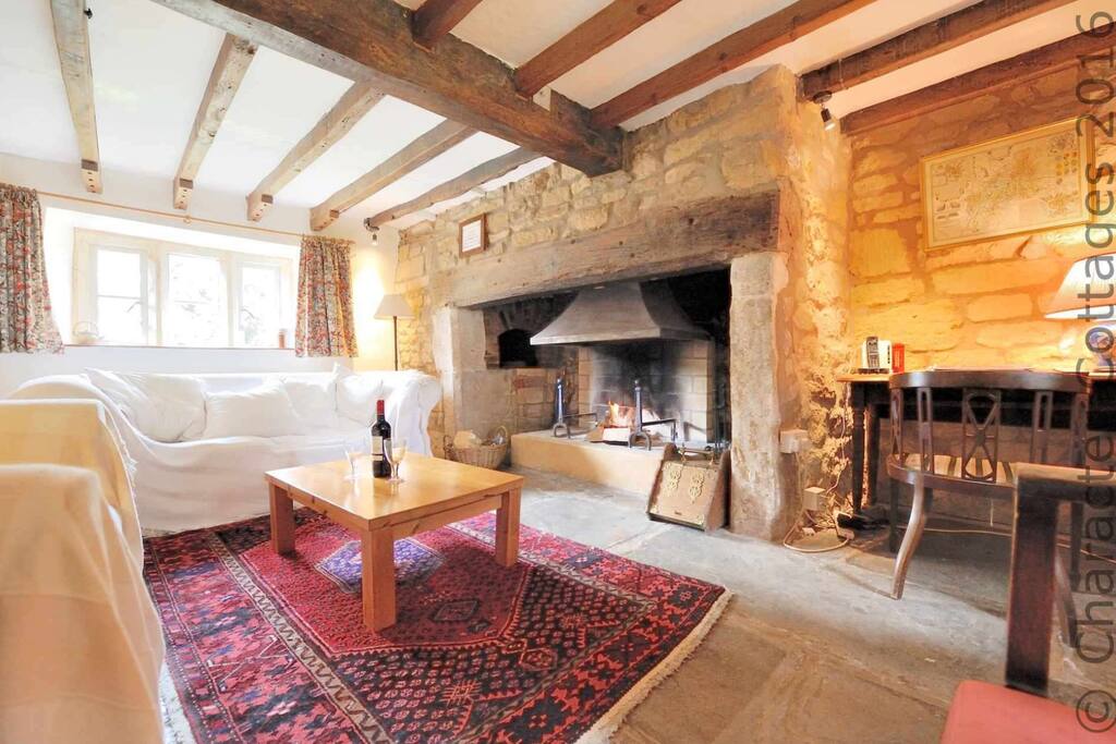The living room, full of historical character