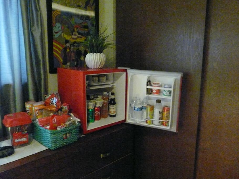 Free Stocked Mini Fridge & Snacks
