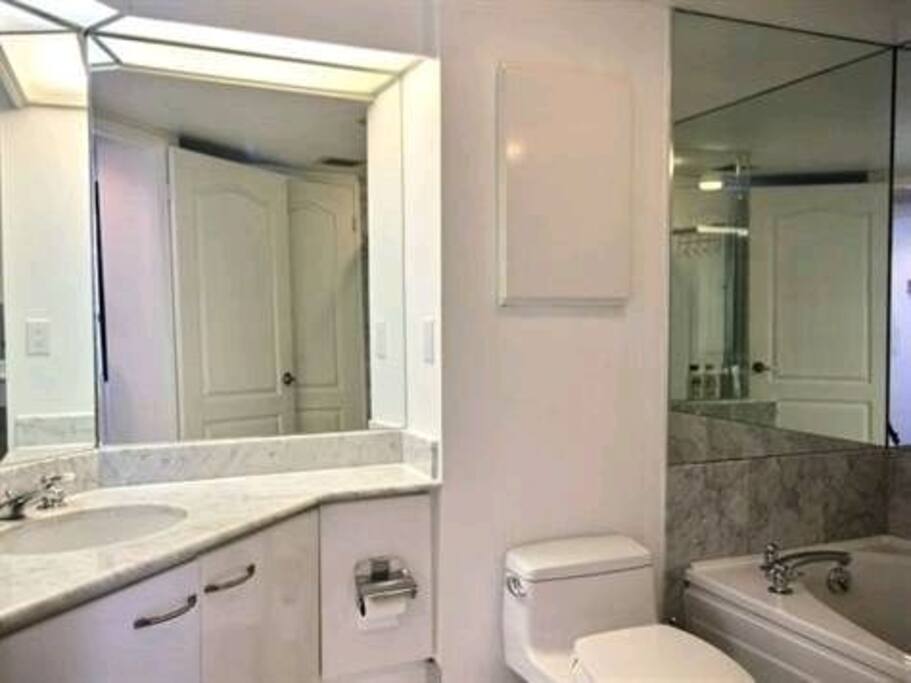 bathroom with shower and jacuzzi