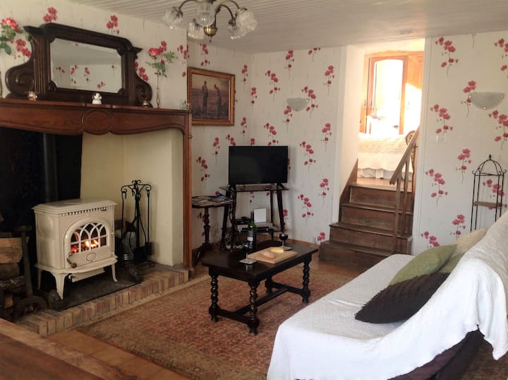 Living room with Sofa Sleeper for 2p, TV, DVD, Wifi, and wood burning stove