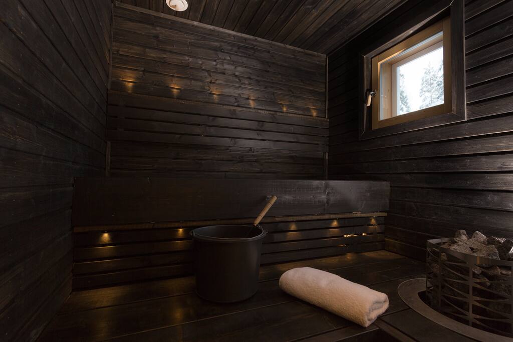 A handcrafted sauna with ecofriendly LEDs. Sauna is the part of finnish culture and you should try that at least once during your stay.