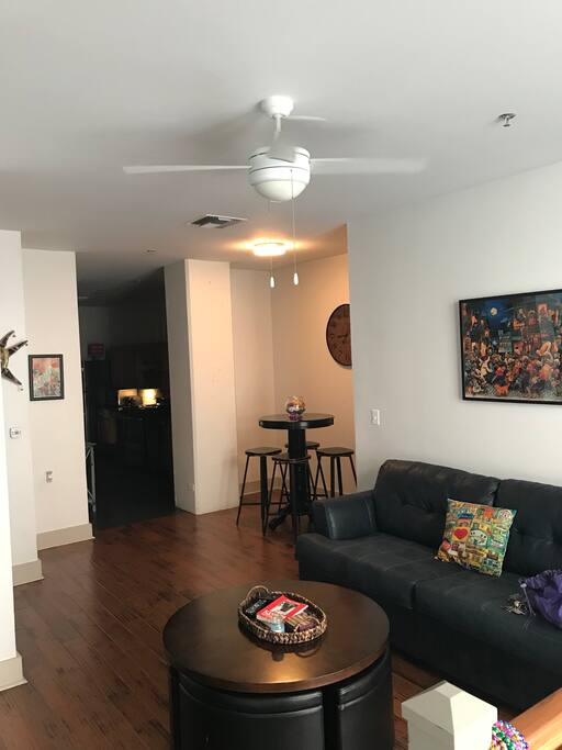 living area with queen sofa sleeper
