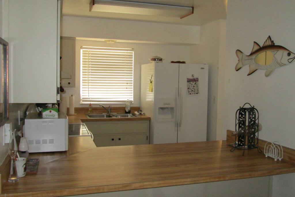 View of kitchen from living room