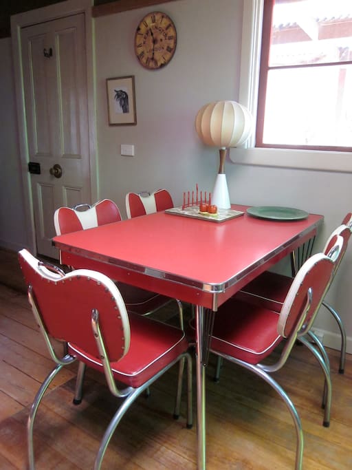Dining table in open-plan living area