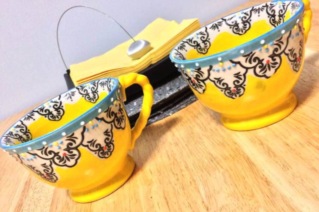 Enjoy a wonderful cup of tea or coffee to make you feel at home!