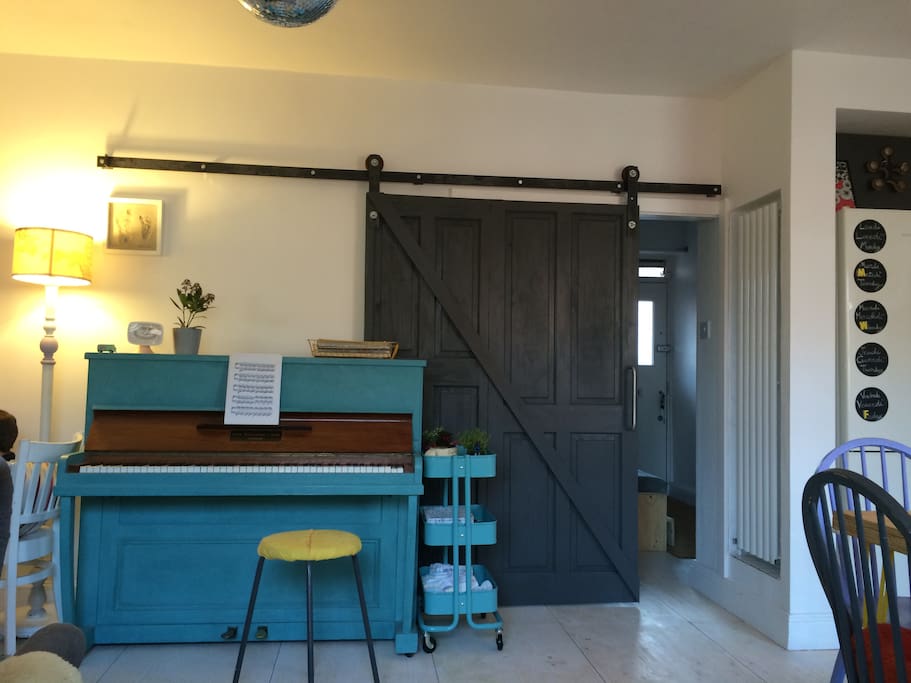 Our Lounge with Barn Door and Piano