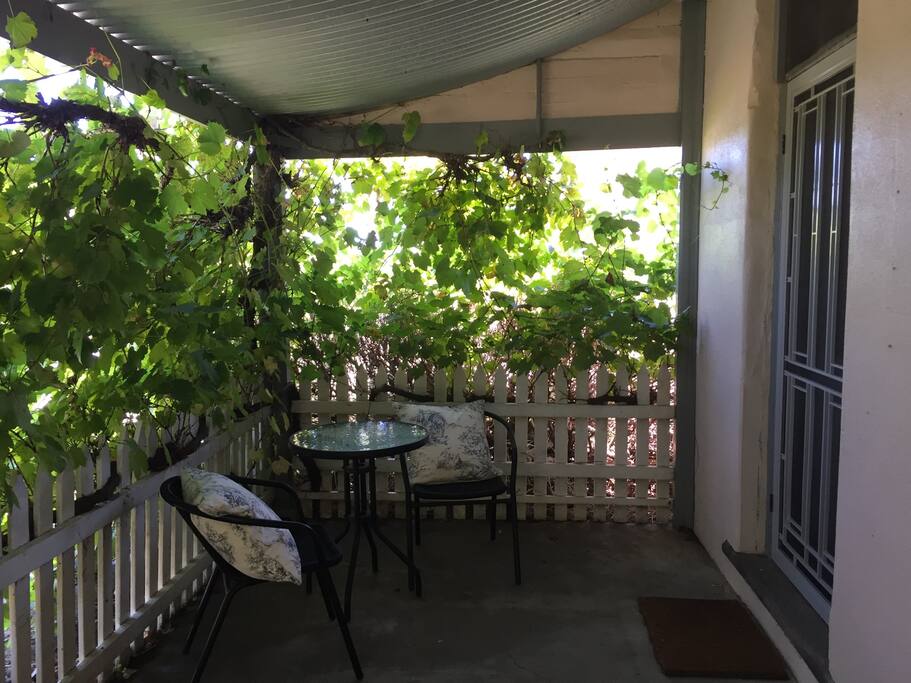 Secluded outdoor space on front veranda.