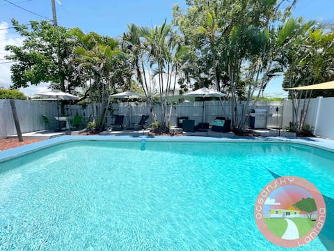 🏝Beach Vibe 3-Bedroom with Big Pool + Barbecue
