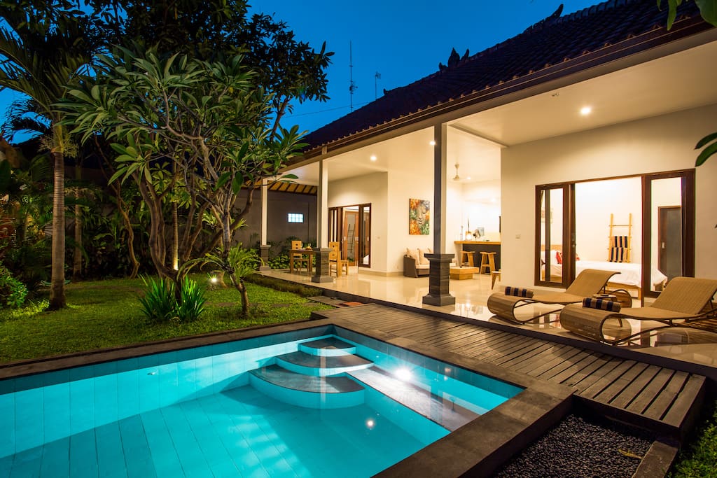 Private pool with lounge chairs