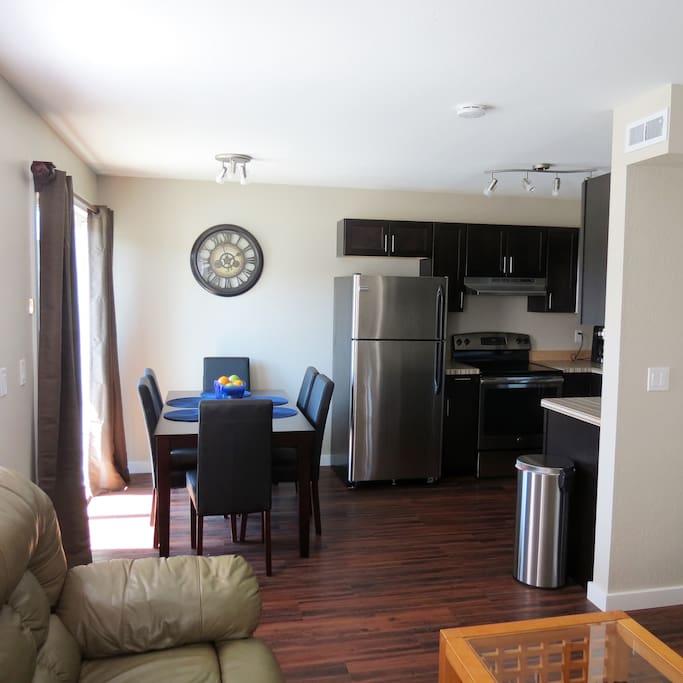 Large table with comfortable seating for 6
