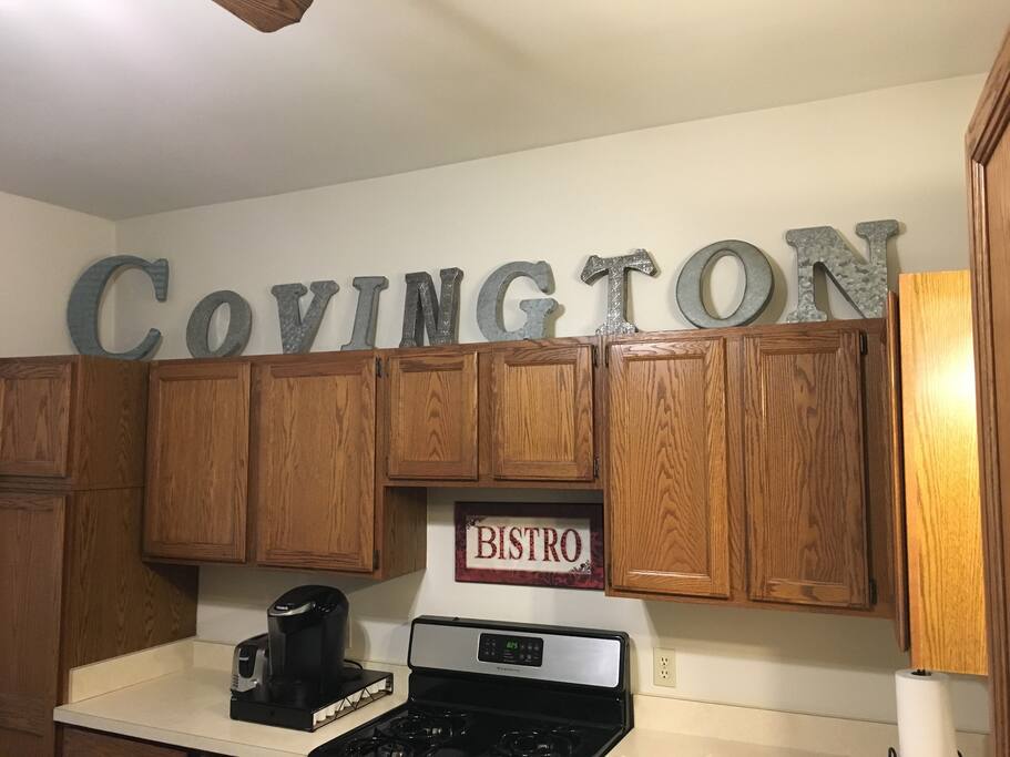 Plenty of cabinet space for whatever food or personal items you would like to store. Welcome to Covington...in case you couldn't tell where you are :)