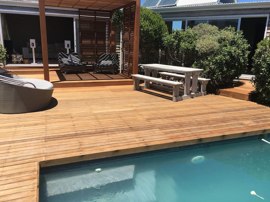 View from the pool towards the house