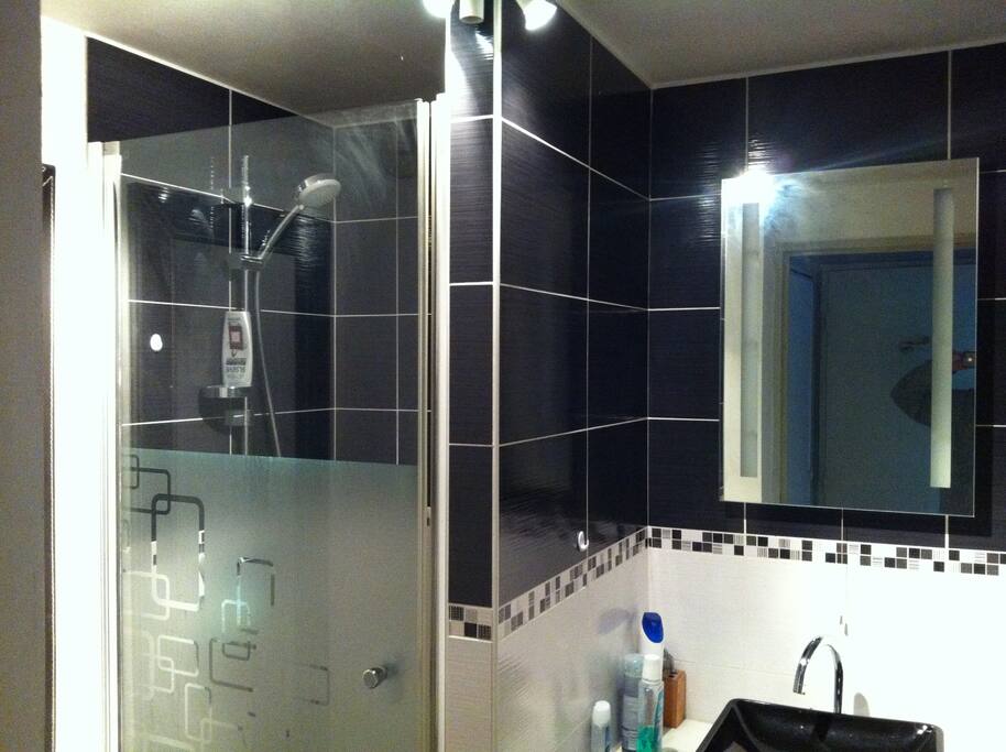 douche avec régulation dela température de l'eau
