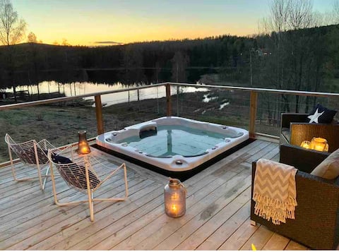 Falun 5 km from city, jacuzzi, nature, relax, lake view