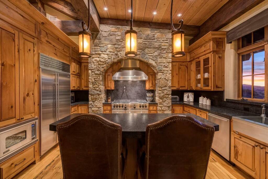 In the Kitchen, the breakfast bar seats two, while there's space for others to gather around the island.