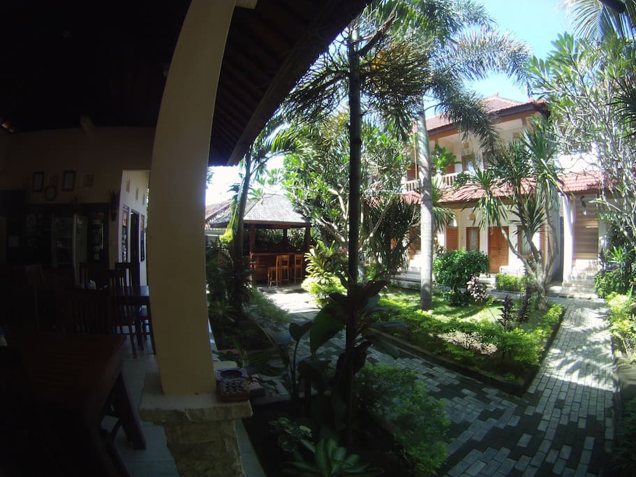The garden of MEDEWI BEACH INN