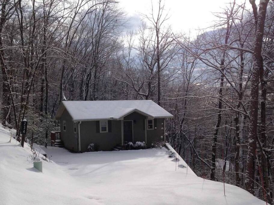 The cabin may look small, but has much to offer. The seasonal mountain views make it magical!